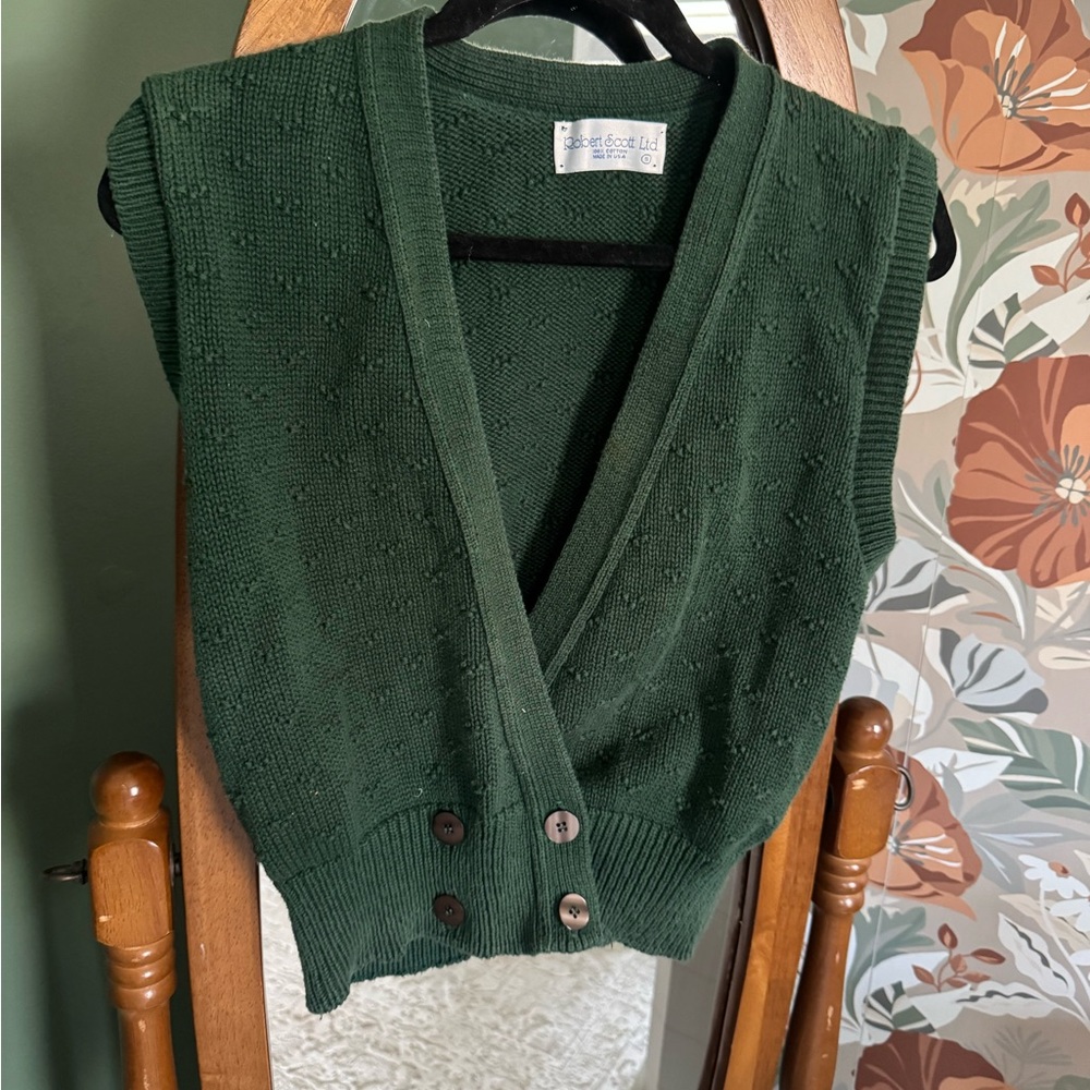 Vintage Robert Scott Knit Sweater Vest Size S Eclectic Grandpa Cottagecore